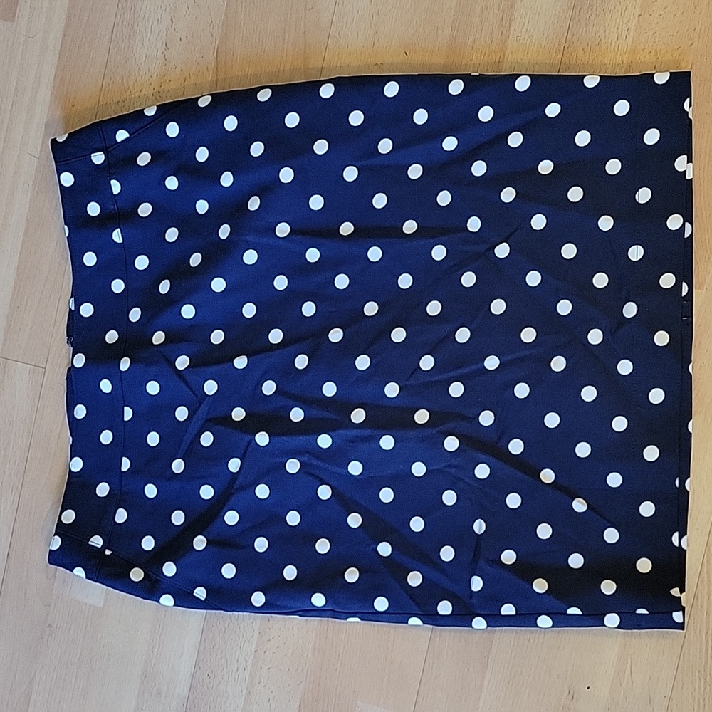 Merona skirt, size 6, blue and white polka dot. Excellent condition. Length 21